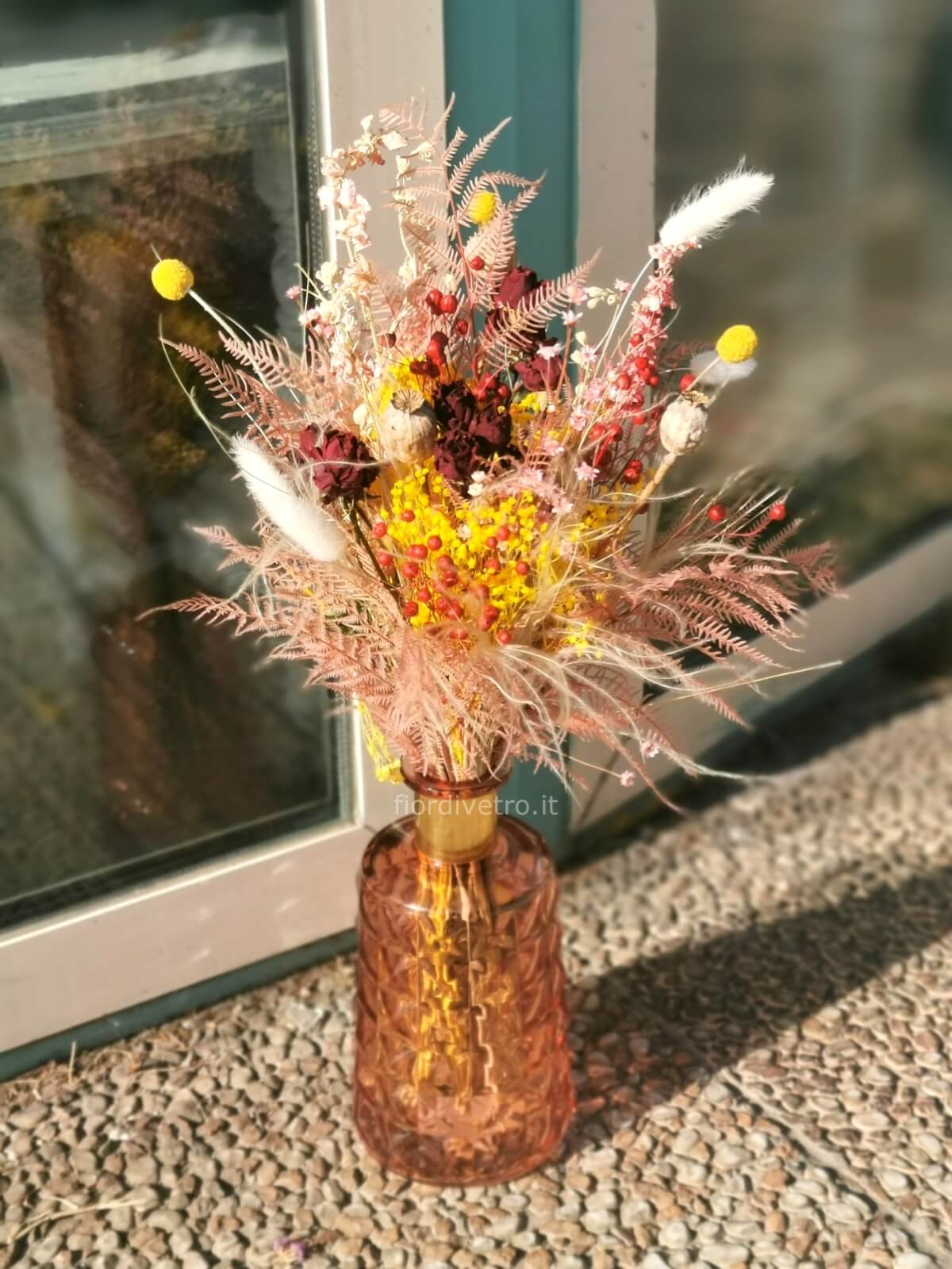 Bouquet fiori secchi e stabilizzati in vaso